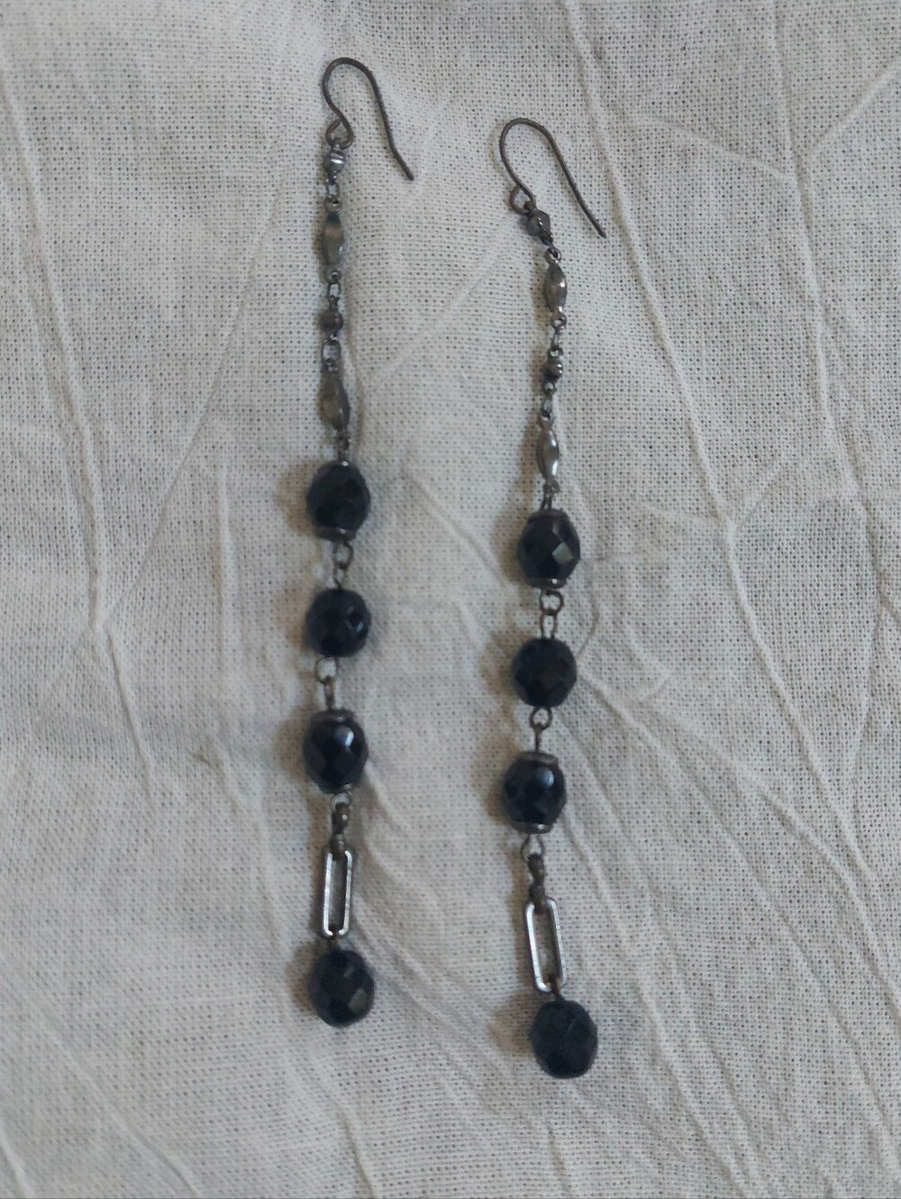 Brighton Long Black Beaded Drop Earrings